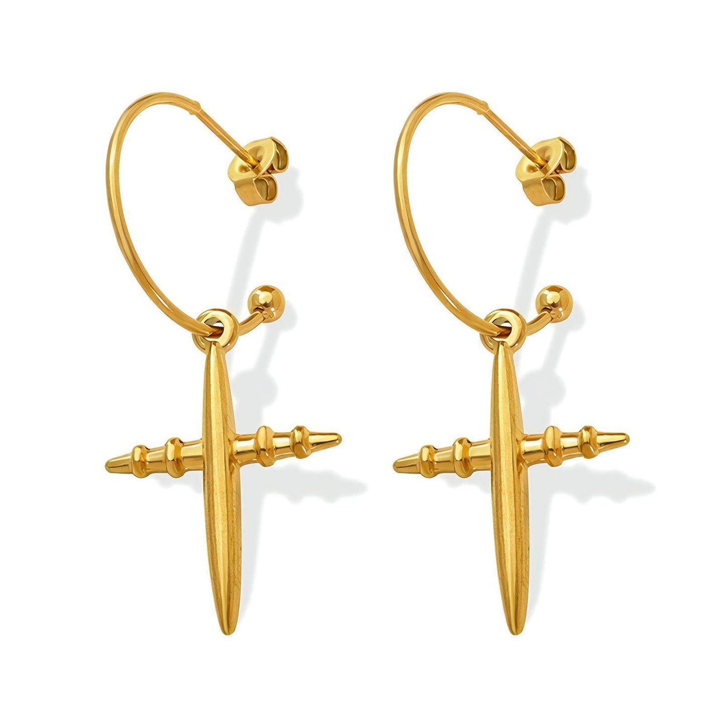 Boucles d'oreilles pendantes croix divine
