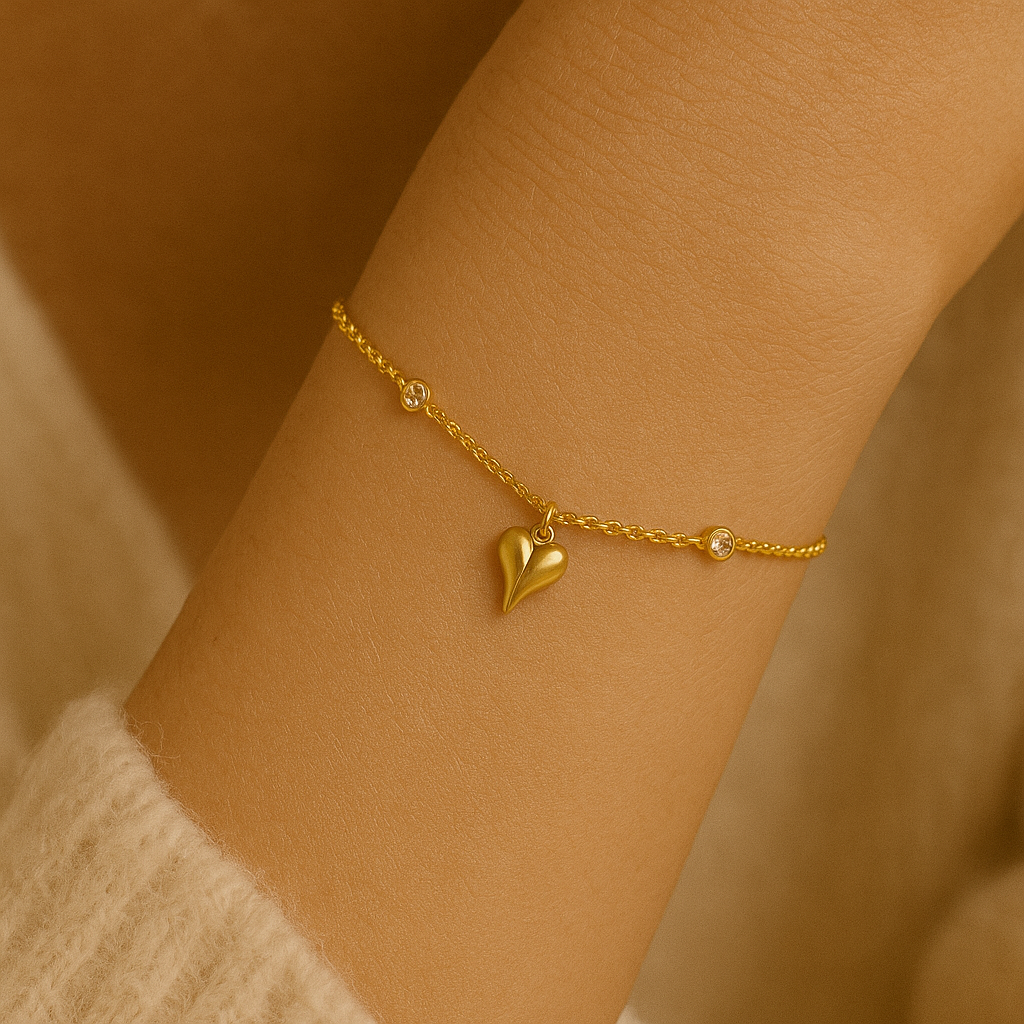 Cherished Heart Crystal Anklet