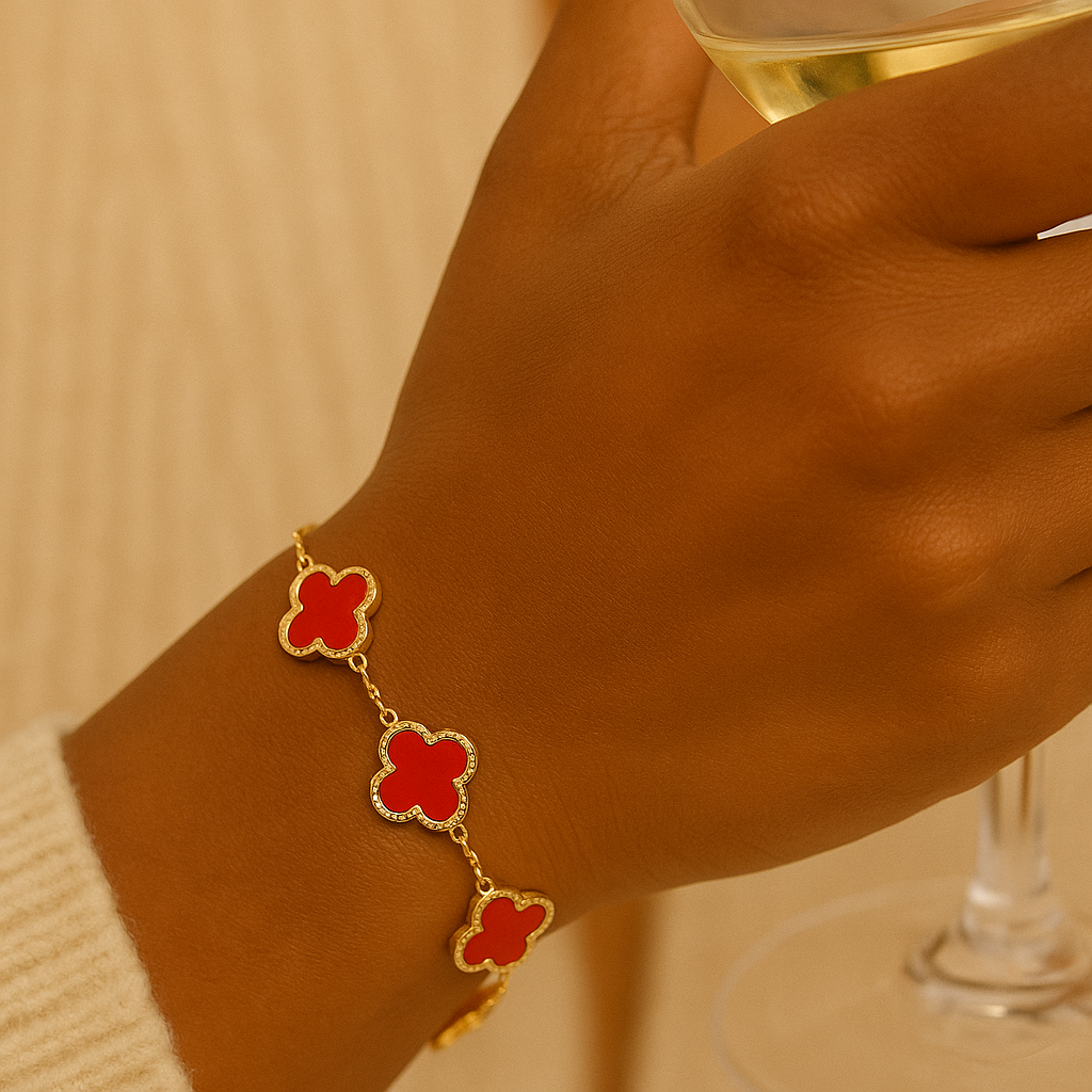 Crimson Clover Charm Bracelet