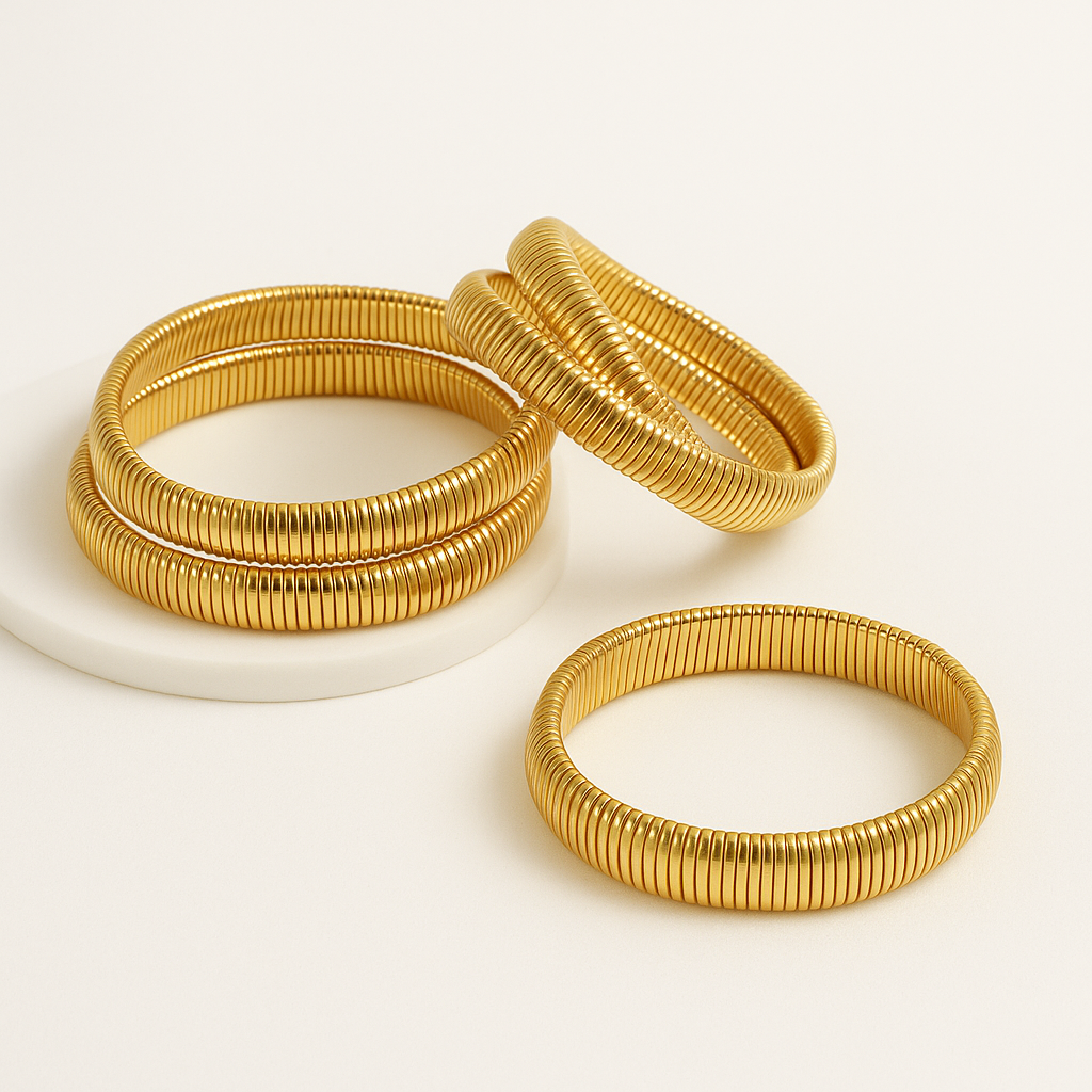 Golden Helix Stacked Bracelets