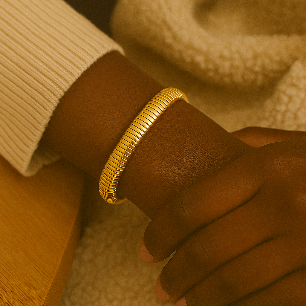 Golden Helix Stacked Bracelets
