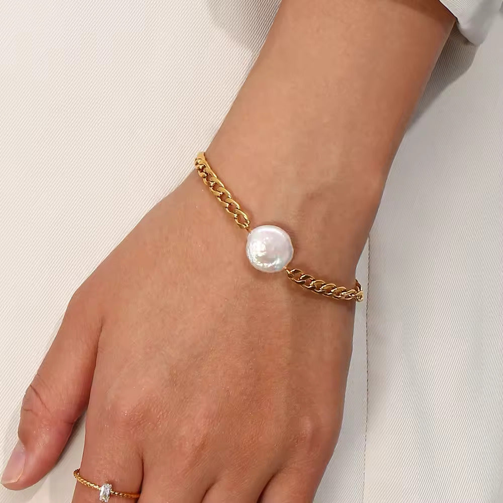 Aurelia Pearl 18K Gold-Plated Stainless Bracelet