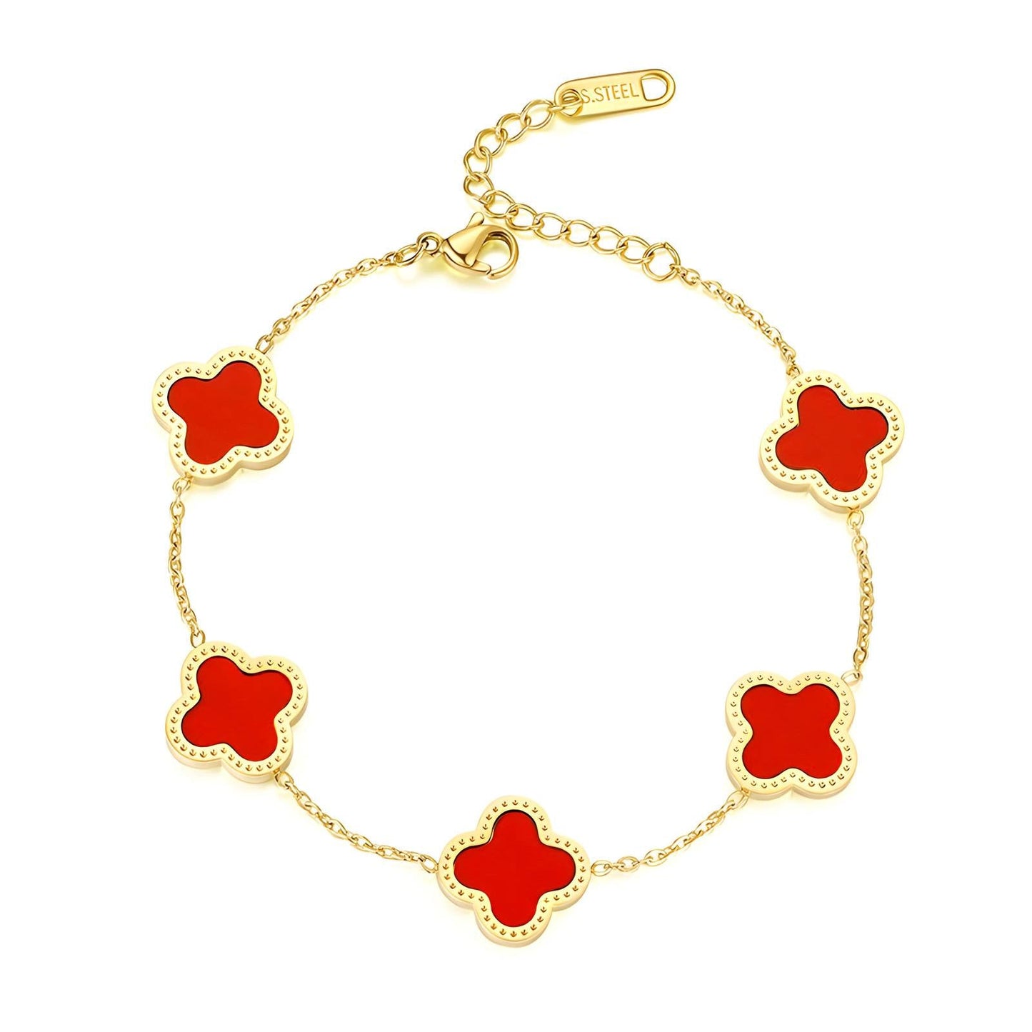 Crimson Clover Charm Bracelet