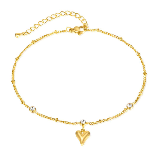 Cherished Heart Crystal Anklet